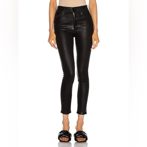 MOTHER The Swooner Ankle Wet Paint Skinny Jeans Black Size 25 - Picture 2 of 14